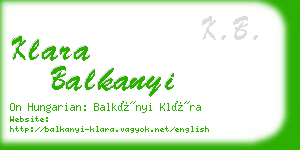 klara balkanyi business card